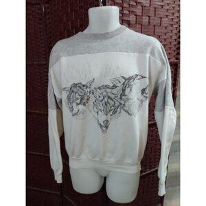 Vintage 90s Wolf print Sweatshirt Wolves Adult Large Outdoors Nature Unisex